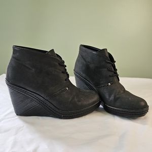 Dr Scholls Bethany Wedge Bootie Black Leather Size 7